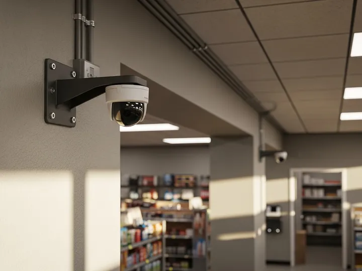 CCTV security cameras installed in retail storefront in Glenview with 4K recording capability