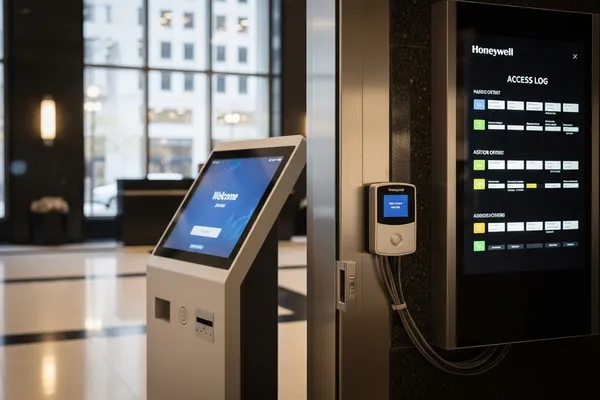 Commercial access control badge reader and visitor management system in downtown Chicago office