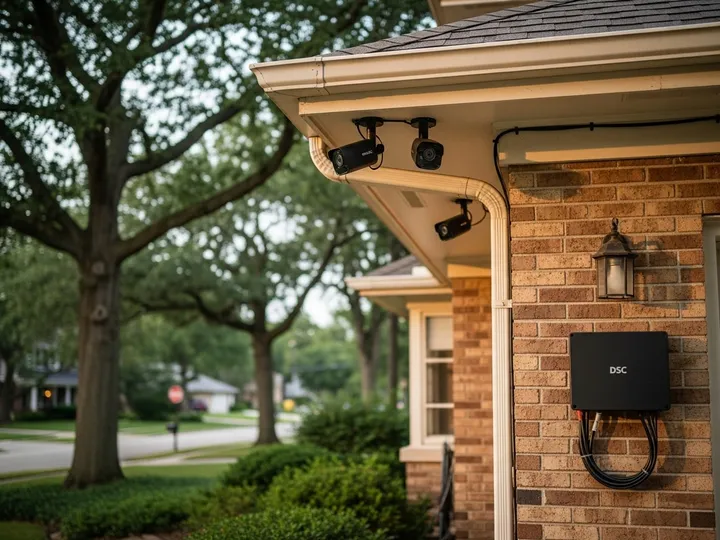 Outdoor security cameras mounted on home exterior in Oak Park with night vision capability