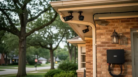 Outdoor security cameras mounted on home exterior in Oak Park with night vision capability