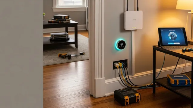 A Chicago homeowner using a smartphone app to control smart locks and lighting inside a renovated greystone. The screen shows a connected home dashboard with security and climate controls active.